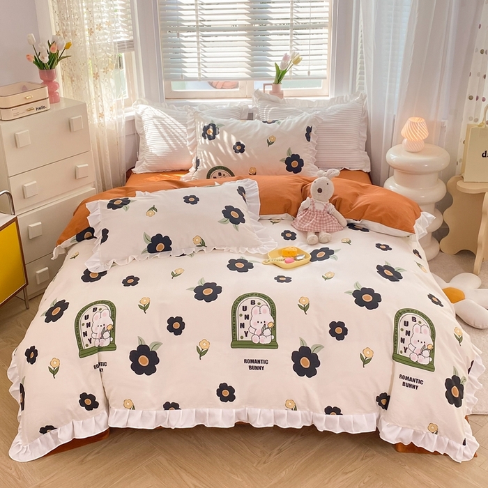 91家纺网 家纺一手货源 找家纺 （总）玉元坊 2025春夏新款公主风全棉纯棉花边被套床单四件套