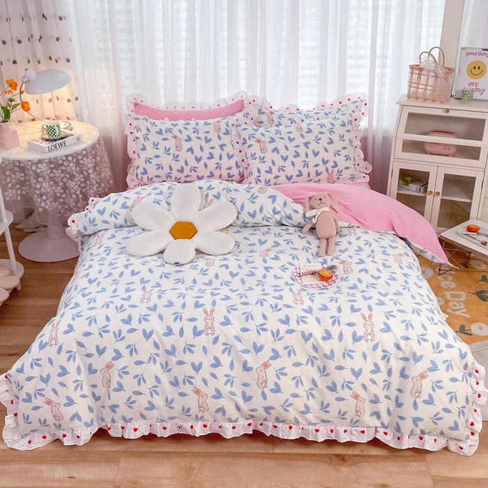 91家纺网 家纺一手货源 找家纺 （总）玉元坊 2025春夏新款公主风全棉纯棉花边被套床单四件套