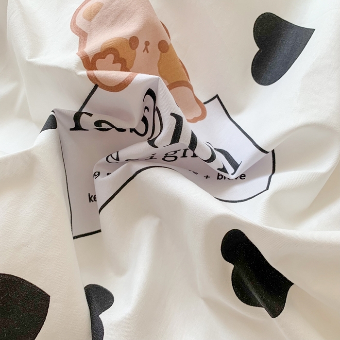 91家纺网 家纺一手货源 找家纺 玉元坊 2025春夏新款公主风全棉纯棉花边被套床单四件套 爱心小熊