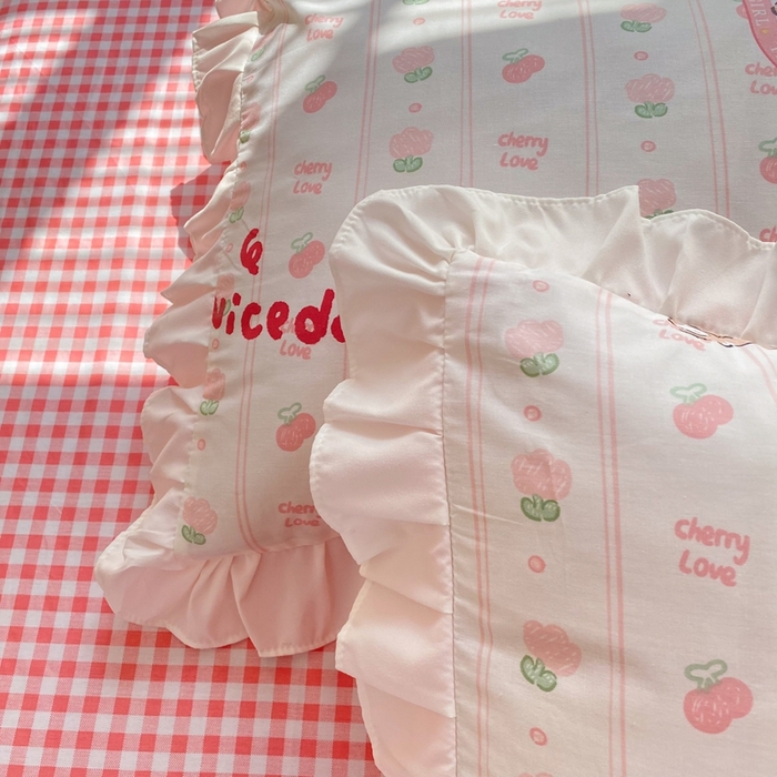 91家纺网 家纺一手货源 找家纺 玉元坊 2025春夏新款公主风全棉纯棉花边被套床单四件套 公主兔