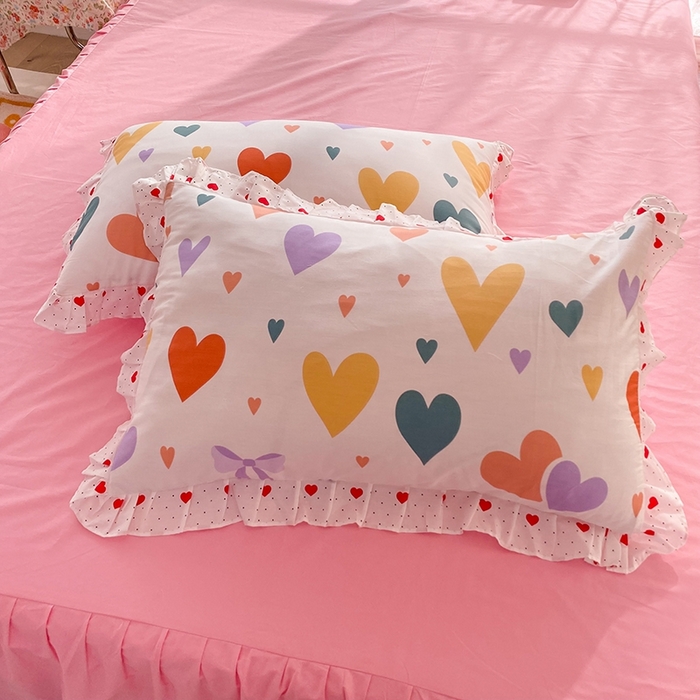 91家纺网 家纺一手货源 找家纺 玉元坊 2025春夏新款公主风全棉纯棉花边被套床单四件套 满心喜悦