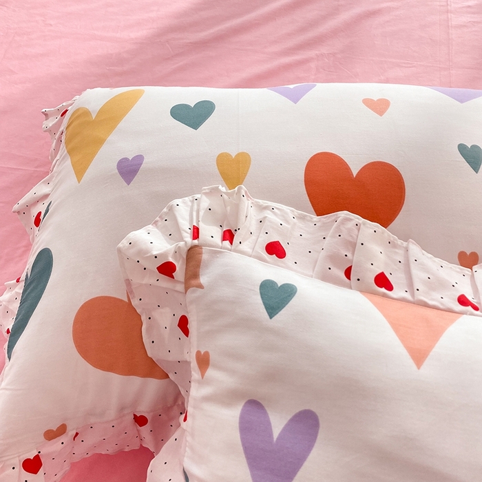 91家纺网 家纺一手货源 找家纺 玉元坊 2025春夏新款公主风全棉纯棉花边被套床单四件套 满心喜悦