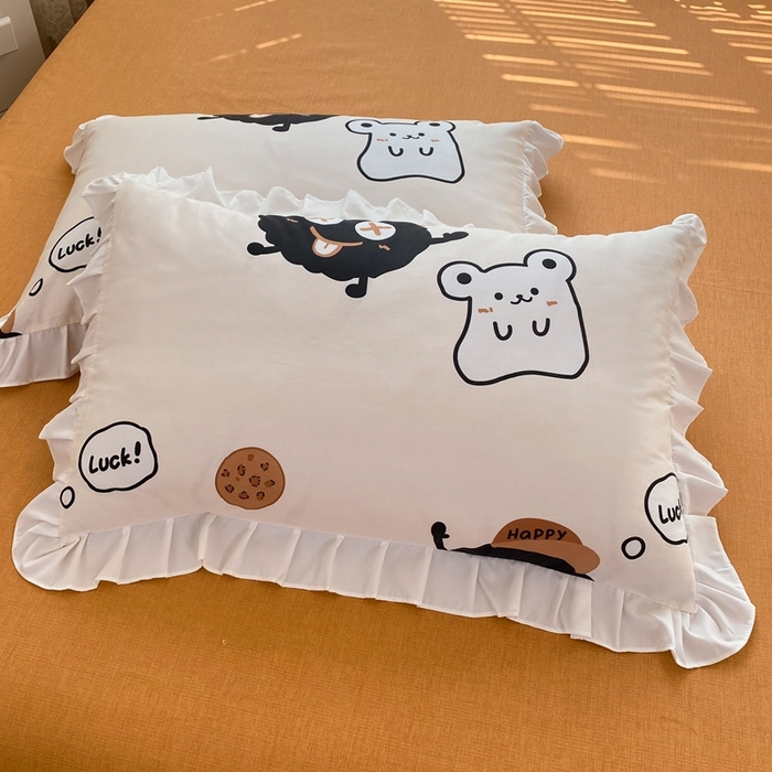 91家纺网 家纺一手货源 找家纺 玉元坊 2025春夏新款公主风全棉纯棉花边被套床单四件套 煤球