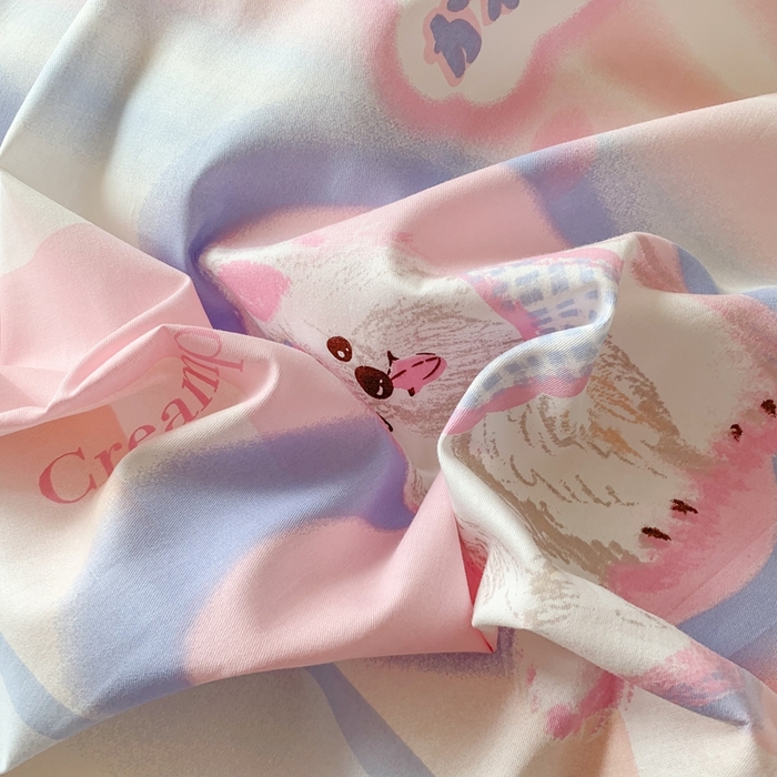 91家纺网 家纺一手货源 找家纺 玉元坊 2025春夏新款公主风全棉纯棉花边被套床单四件套 奶油小狗