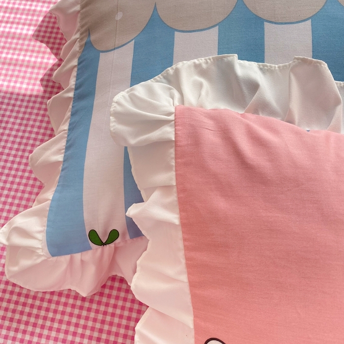 91家纺网 家纺一手货源 找家纺 玉元坊 2025春夏新款公主风全棉纯棉花边被套床单四件套 漂流瓶