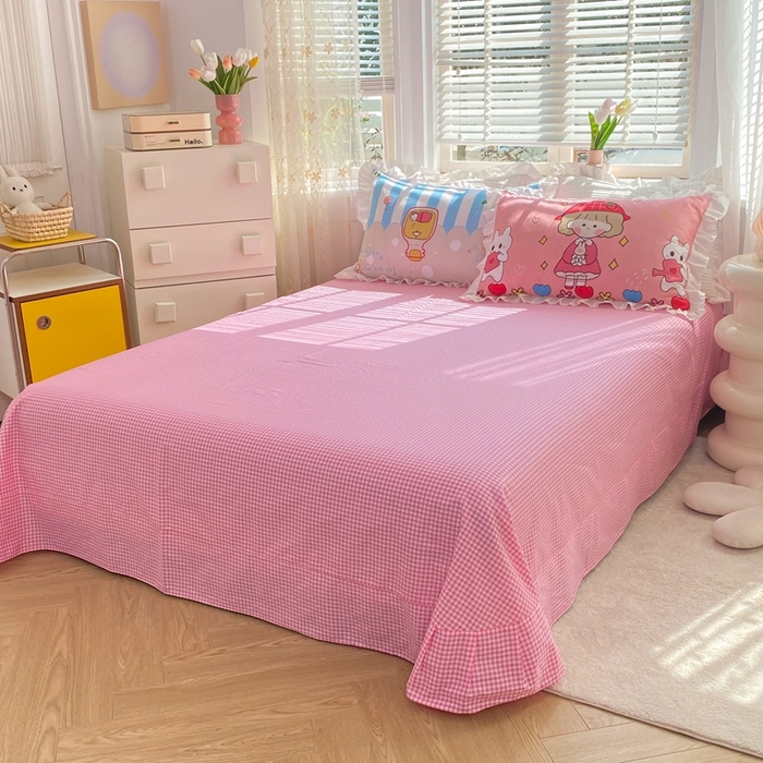 91家纺网 家纺一手货源 找家纺 玉元坊 2025春夏新款公主风全棉纯棉花边被套床单四件套 漂流瓶