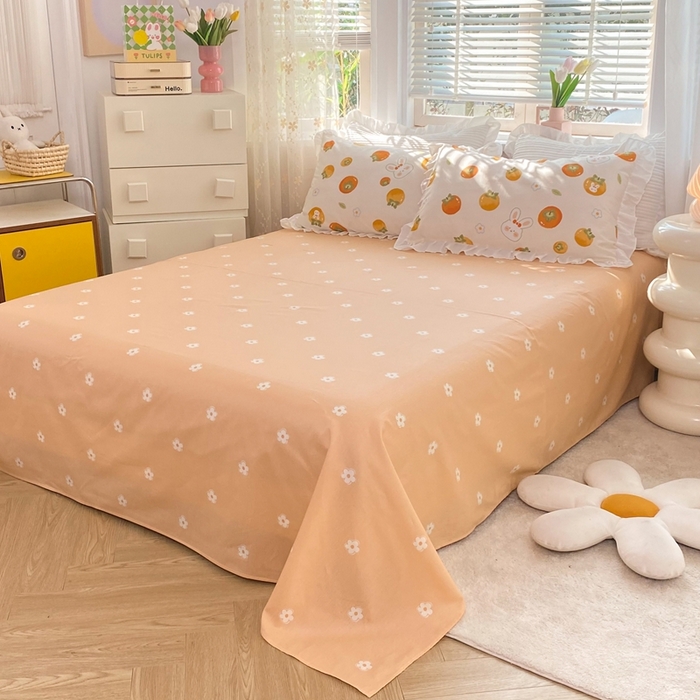 91家纺网 家纺一手货源 找家纺 玉元坊 2025春夏新款公主风全棉纯棉花边被套床单四件套 喜事兔