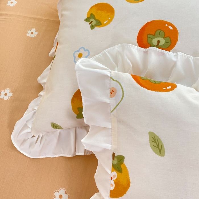 91家纺网 家纺一手货源 找家纺 玉元坊 2025春夏新款公主风全棉纯棉花边被套床单四件套 喜事兔