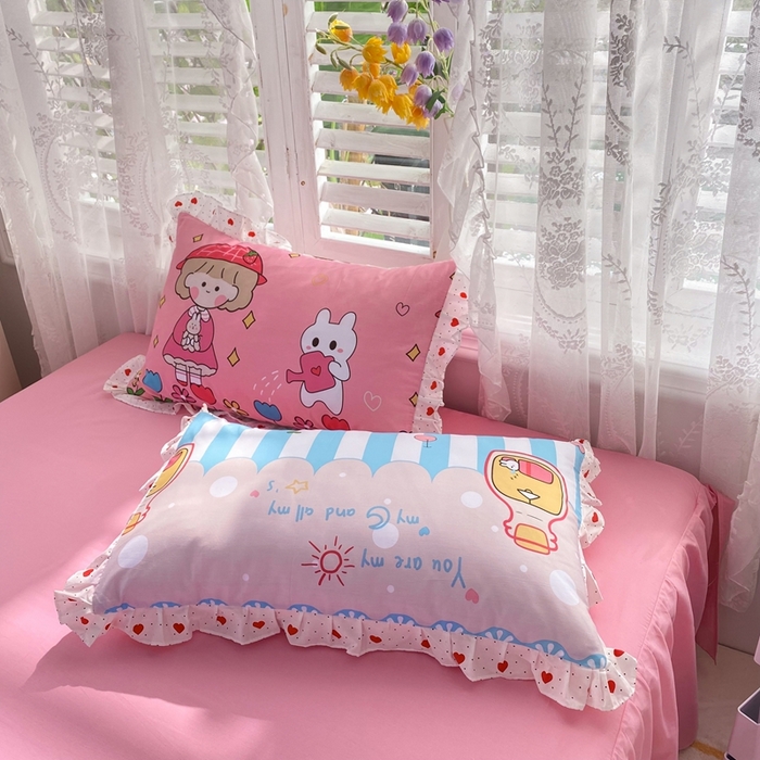 91家纺网 家纺一手货源 找家纺 玉元坊 2025春夏新款公主风全棉纯棉花边被套床单四件套 小公主