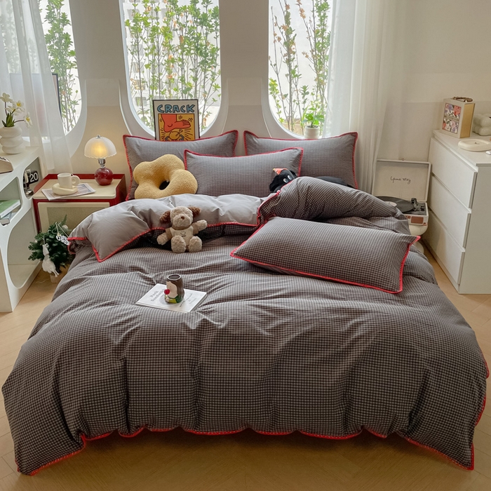 91家纺网 家纺一手货源 找家纺 （总）雅居纺2025新款贝壳边色织水洗棉四件套