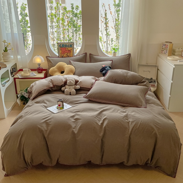 91家纺网 家纺一手货源 找家纺 （总）雅居纺2025新款贝壳边色织水洗棉四件套