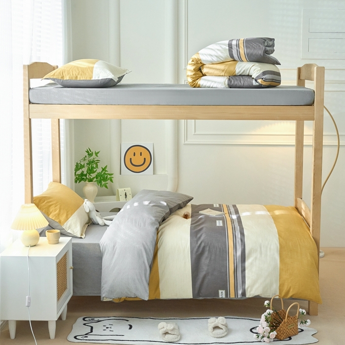 91家纺网 家纺一手货源 找家纺 （总）珂博家纺 2025新款12868全棉纯棉小清新印花学生宿舍上下铺三件套