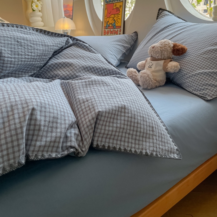 91家纺网 家纺一手货源 找家纺 （总）雅居纺2025新款贝壳边色织水洗棉四件套