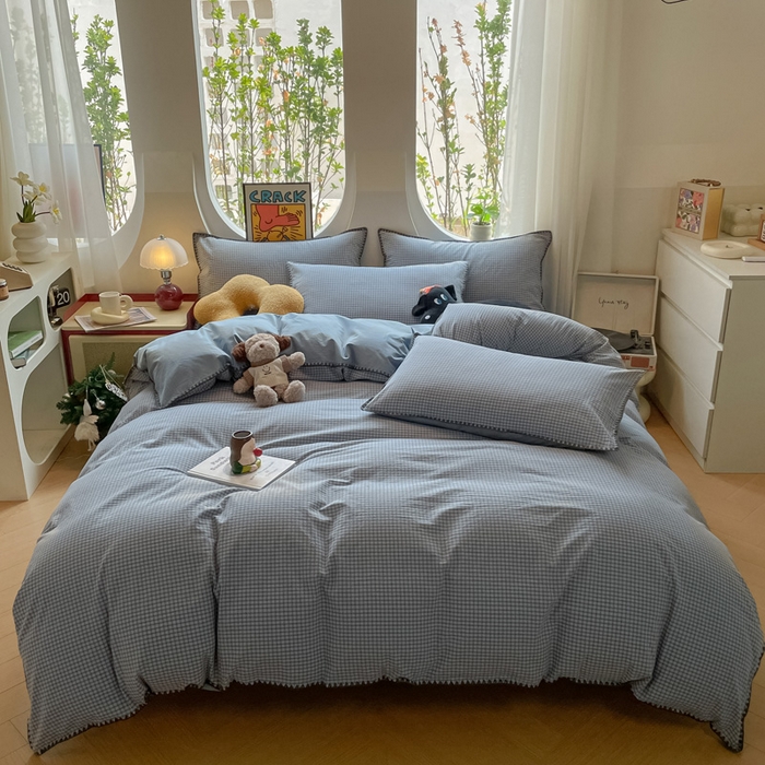 （总）雅居纺2025新款贝壳边色织水洗棉四件套