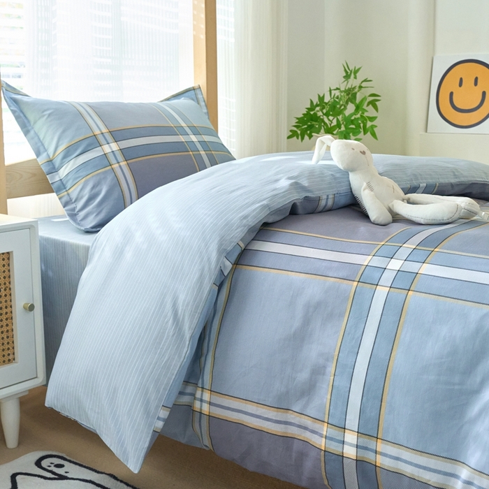 91家纺网 家纺一手货源 找家纺 珂博家纺 2025新款12868全棉纯棉小清新印花学生宿舍上下铺三件套 月光岩石