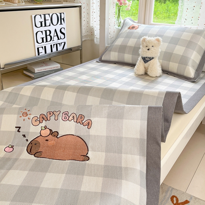 91家纺网 家纺一手货源 找家纺 （总）雅居纺2025新款A类加厚三明治底绣花冰藤席 