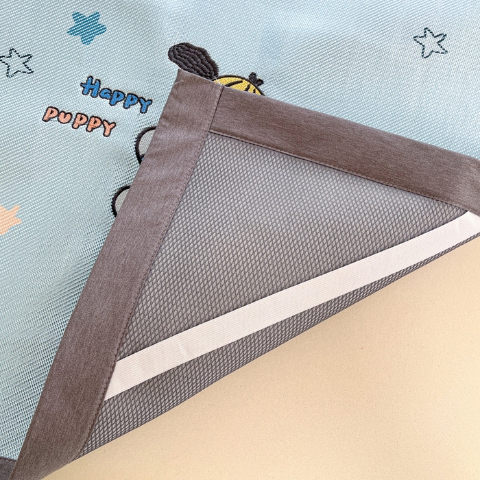 91家纺网 家纺一手货源 找家纺 雅居纺2025新款A类加厚三明治底绣花冰藤席  动感小狗