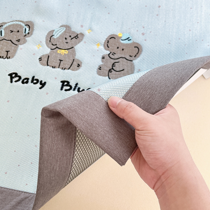 91家纺网 家纺一手货源 找家纺 雅居纺2025新款A类加厚三明治底绣花冰藤席  小象家族