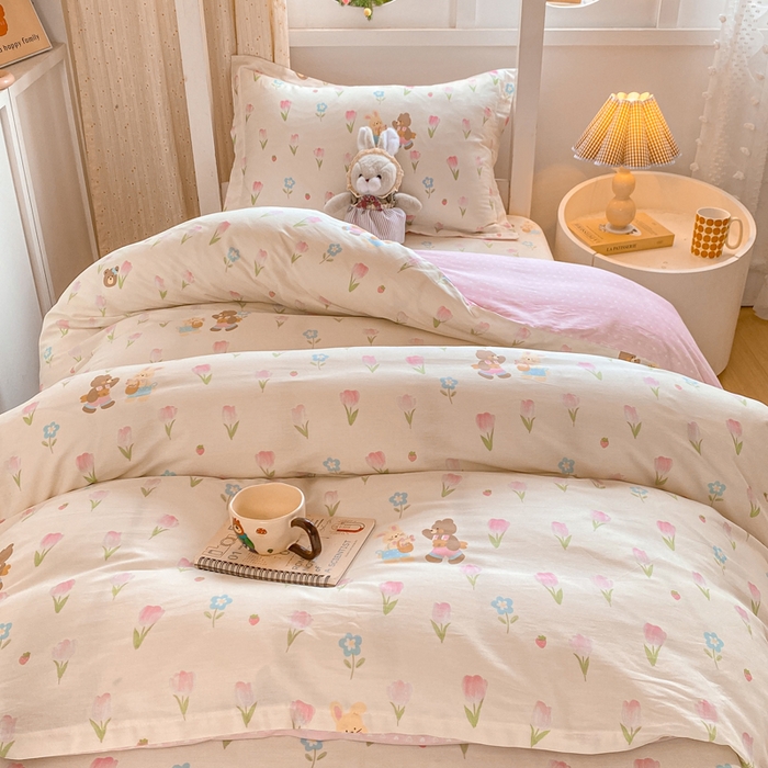 91家纺网 家纺一手货源 找家纺 朵安2025新款全棉印花学生三件套 春日班