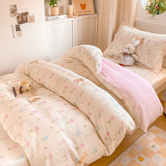 91家纺网 家纺一手货源 找家纺 朵安2025新款全棉印花学生三件套 春日班