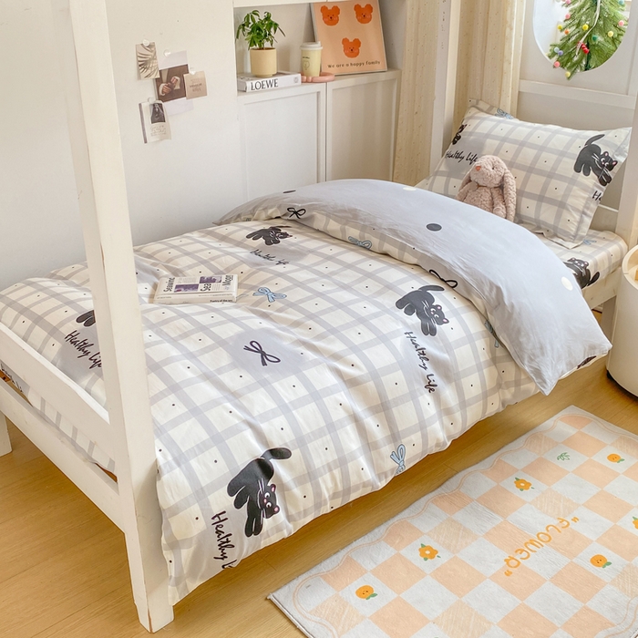 91家纺网 家纺一手货源 找家纺 朵安2025新款全棉印花学生三件套 大眼猫