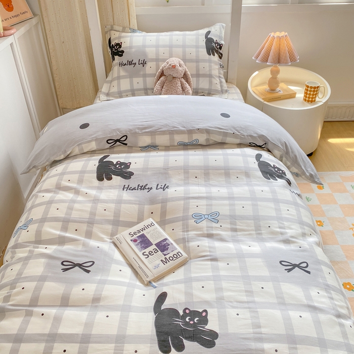 91家纺网 家纺一手货源 找家纺 朵安2025新款全棉印花学生三件套 大眼猫