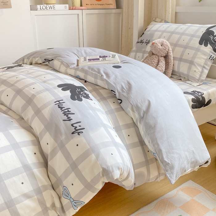 91家纺网 家纺一手货源 找家纺 朵安2025新款全棉印花学生三件套 大眼猫