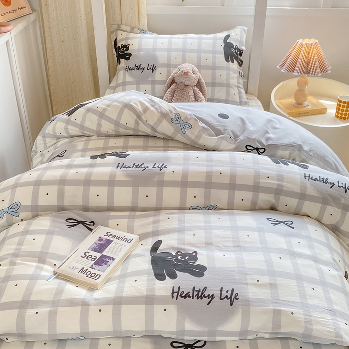 91家纺网 家纺一手货源 找家纺 朵安2025新款全棉印花学生三件套 大眼猫