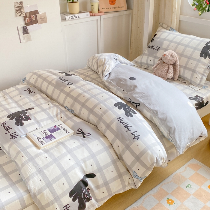 91家纺网 家纺一手货源 找家纺 朵安2025新款全棉印花学生三件套 大眼猫