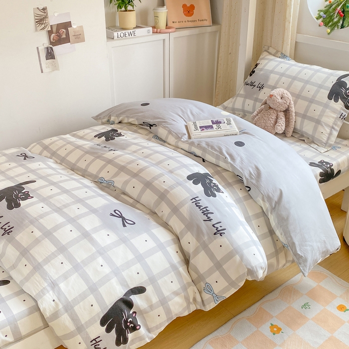 91家纺网 家纺一手货源 找家纺 朵安2025新款全棉印花学生三件套 大眼猫