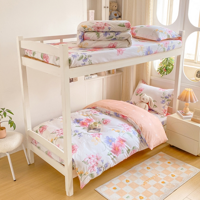 朵安2025新款全棉印花学生三件套 花雅图