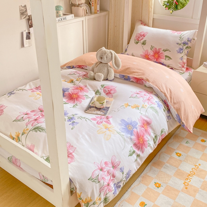 91家纺网 家纺一手货源 找家纺 朵安2025新款全棉印花学生三件套 花雅图