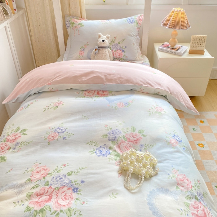 91家纺网 家纺一手货源 找家纺 朵安2025新款全棉印花学生三件套 解语花