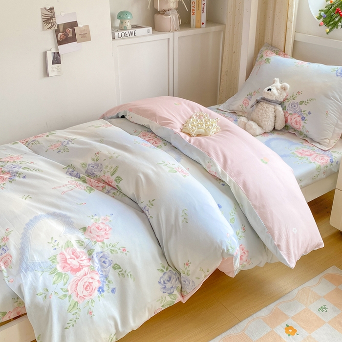 91家纺网 家纺一手货源 找家纺 朵安2025新款全棉印花学生三件套 解语花