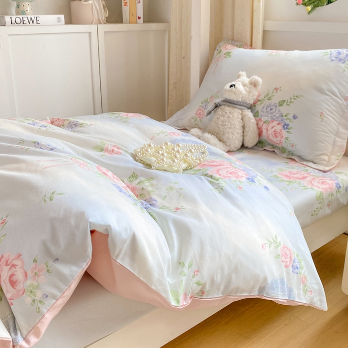 91家纺网 家纺一手货源 找家纺 朵安2025新款全棉印花学生三件套 解语花