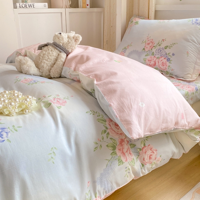 91家纺网 家纺一手货源 找家纺 朵安2025新款全棉印花学生三件套 解语花