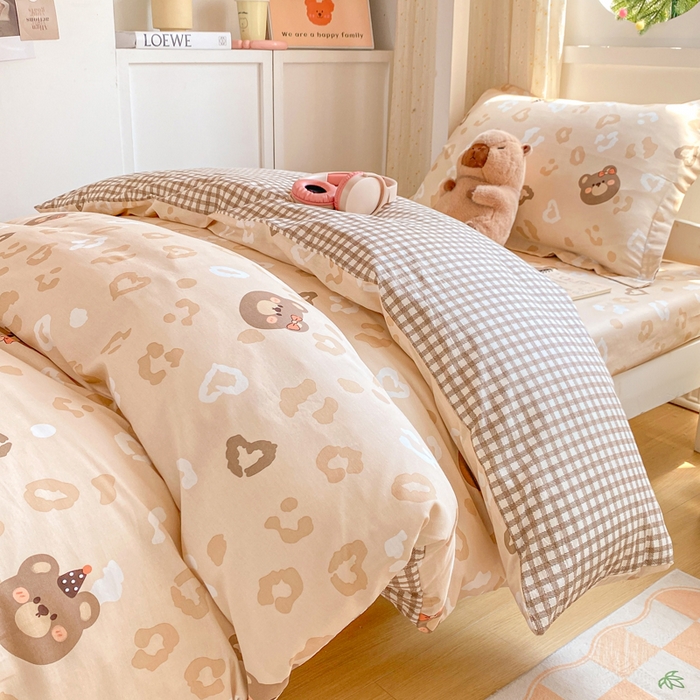 91家纺网 家纺一手货源 找家纺 朵安2025新款全棉印花学生三件套 咖啡甜心