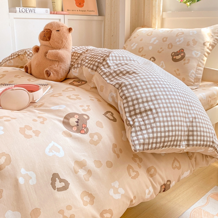 91家纺网 家纺一手货源 找家纺 朵安2025新款全棉印花学生三件套 咖啡甜心