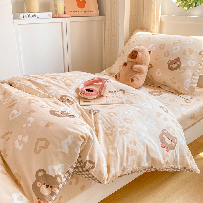 91家纺网 家纺一手货源 找家纺 朵安2025新款全棉印花学生三件套 咖啡甜心