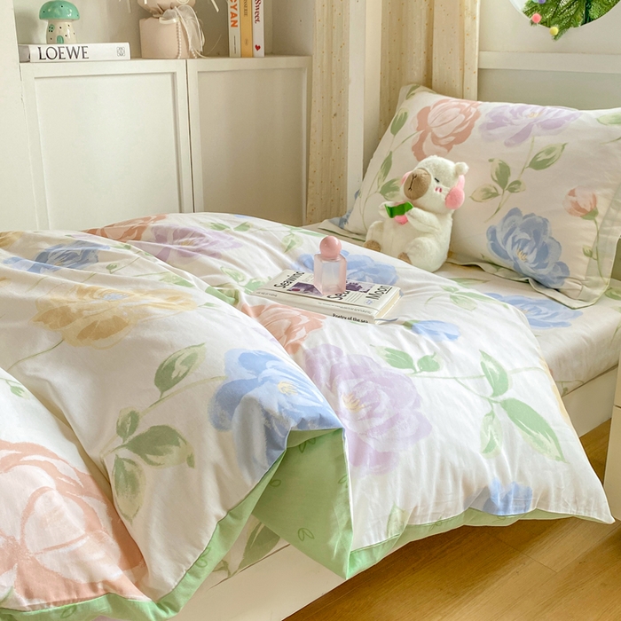 91家纺网 家纺一手货源 找家纺 朵安2025新款全棉印花学生三件套 玫瑰花海