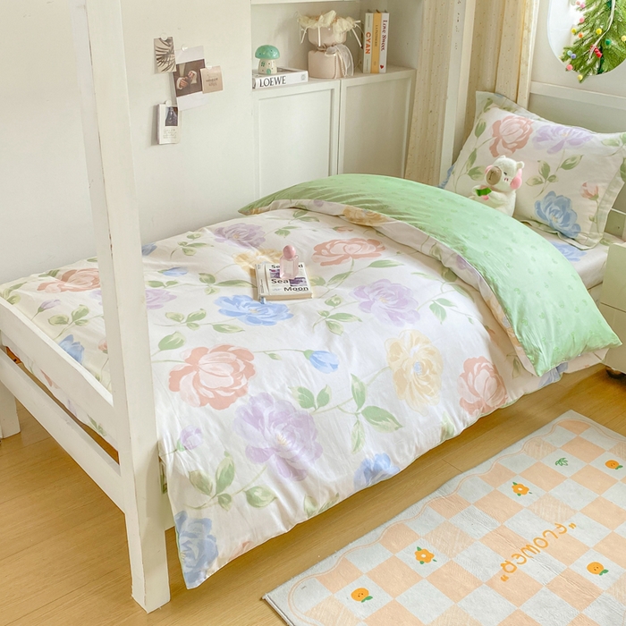 91家纺网 家纺一手货源 找家纺 朵安2025新款全棉印花学生三件套 玫瑰花海