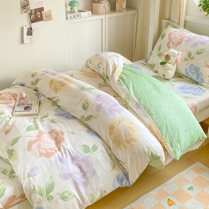 91家纺网 家纺一手货源 找家纺 朵安2025新款全棉印花学生三件套 玫瑰花海