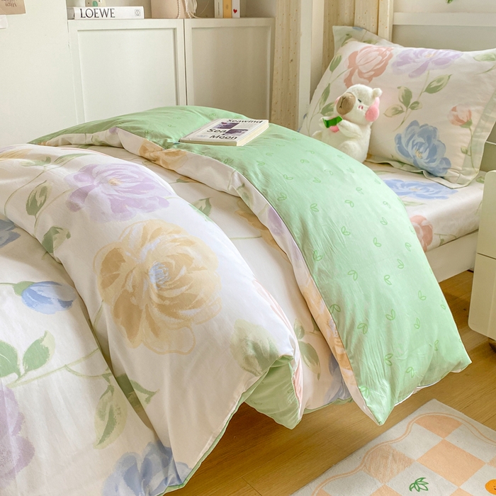 91家纺网 家纺一手货源 找家纺 朵安2025新款全棉印花学生三件套 玫瑰花海