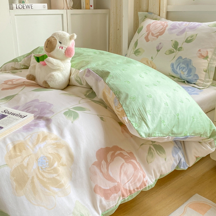 91家纺网 家纺一手货源 找家纺 朵安2025新款全棉印花学生三件套 玫瑰花海