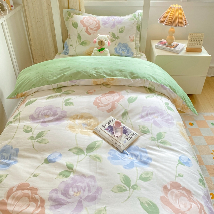 91家纺网 家纺一手货源 找家纺 朵安2025新款全棉印花学生三件套 玫瑰花海