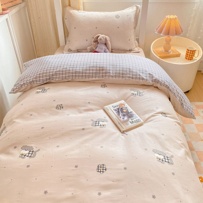 91家纺网 家纺一手货源 找家纺 朵安2025新款全棉印花学生三件套 皮皮狗