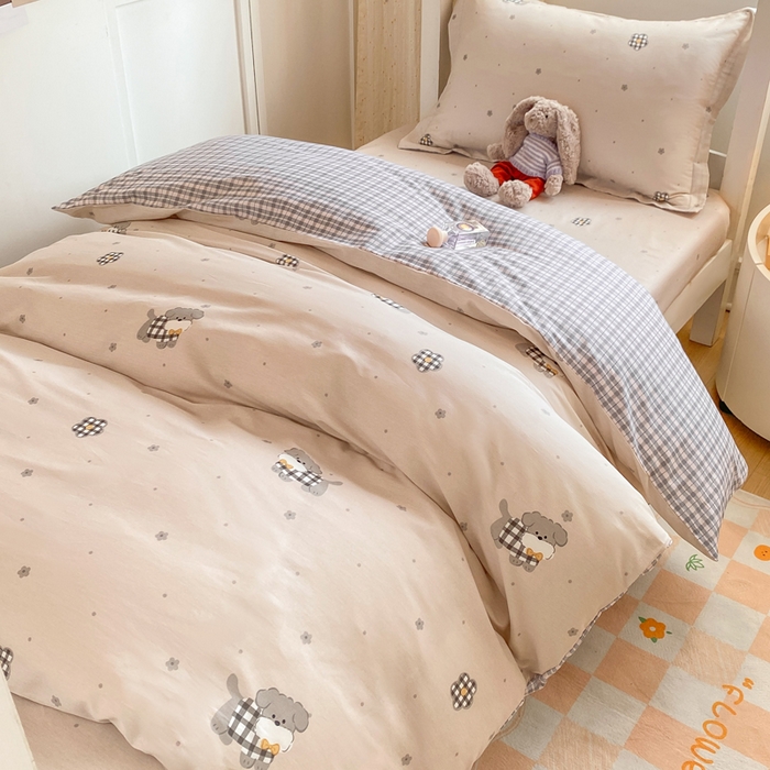 91家纺网 家纺一手货源 找家纺 朵安2025新款全棉印花学生三件套 皮皮狗