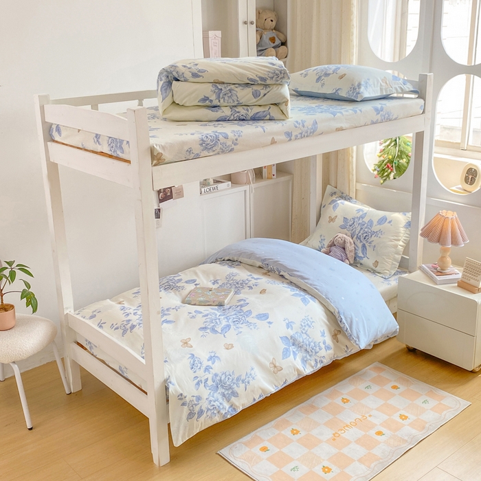 朵安2025新款全棉印花学生三件套 青花舞梦