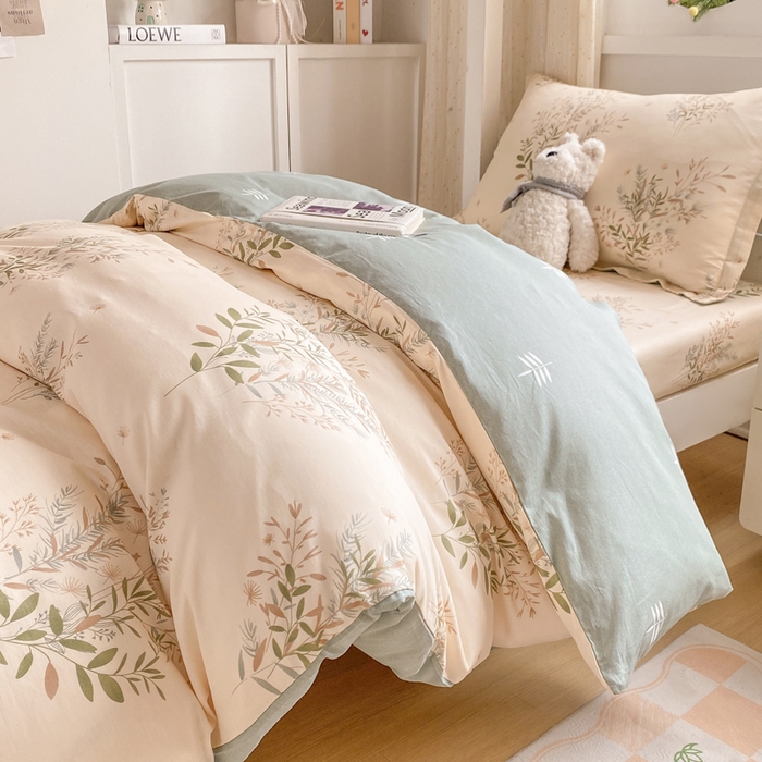 91家纺网 家纺一手货源 找家纺 朵安2025新款全棉印花学生三件套 柔情仙草