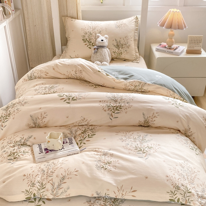 91家纺网 家纺一手货源 找家纺 朵安2025新款全棉印花学生三件套 柔情仙草